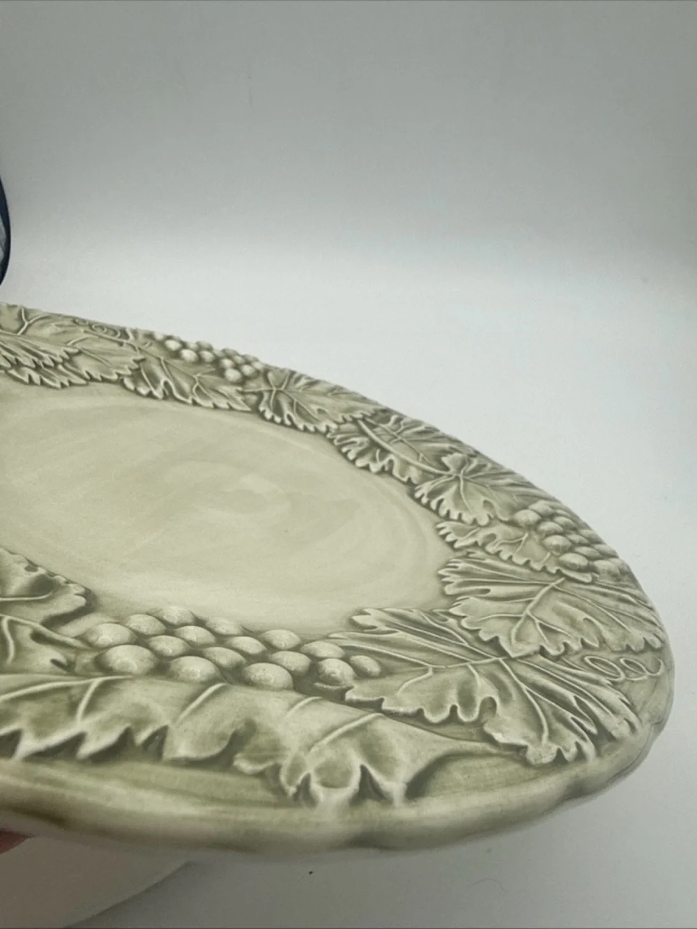 2 VTG Williams Sonoma Napa Sage Raised Grape Leave Design Salad Plates Italy
